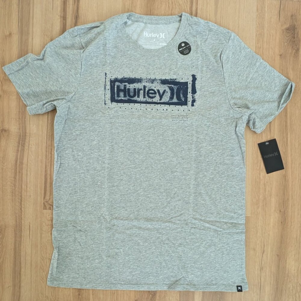 NWT Hurley Nike Dri-FIT Roller Tee Graphic T-Shirt Gray Large